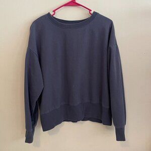 RDI Oversized Crop Pullover Crewneck Sweater Dusty Blue Womens Size Large